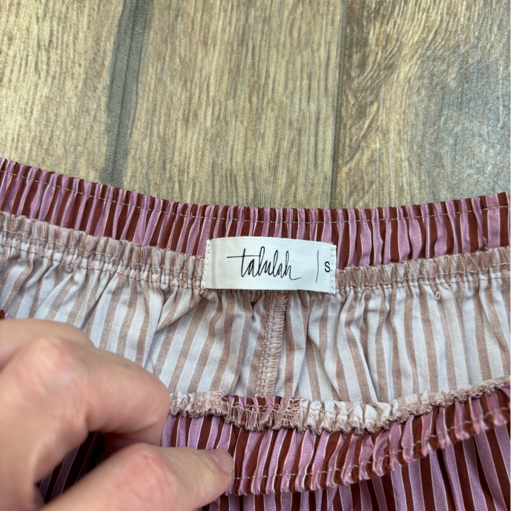 TALULAH High Waist Striped Pink Maroon Pajama Shorts Boxer Women Small Cotton - Picture 3 of 8